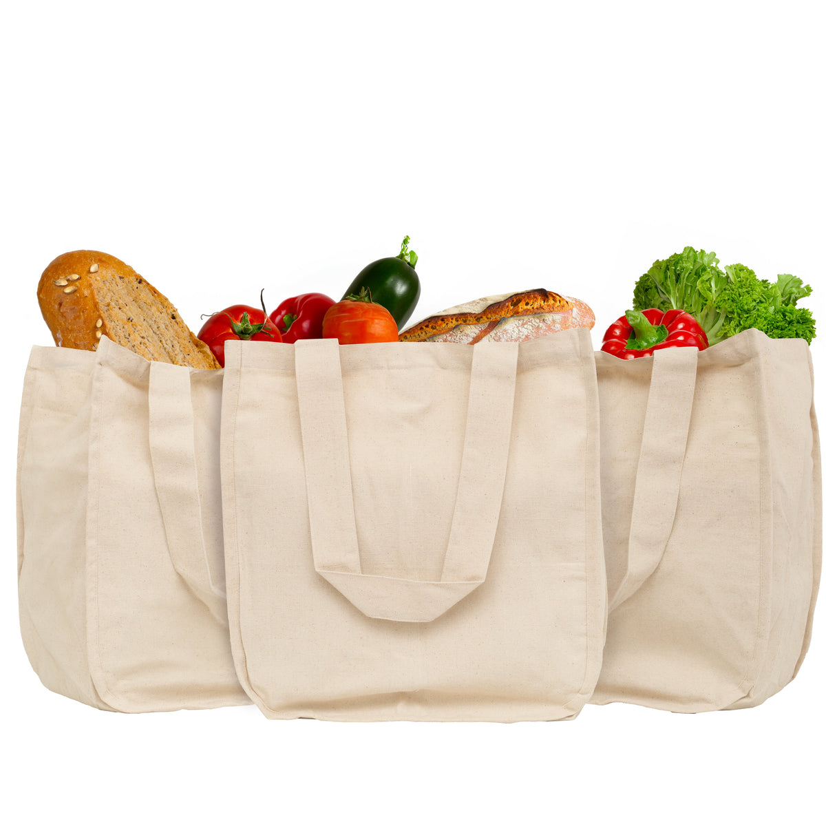 Canvas Grocery Tote Bags with Compartments