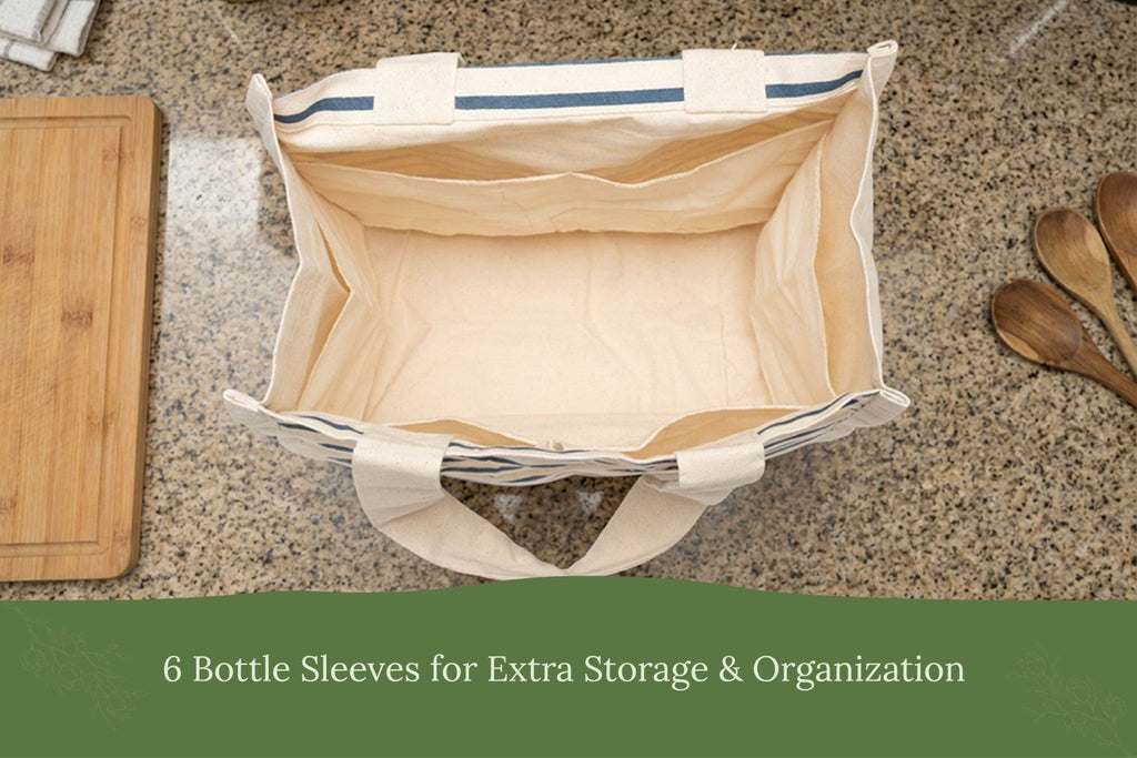 Canvas Grocery Tote Bags with Compartments