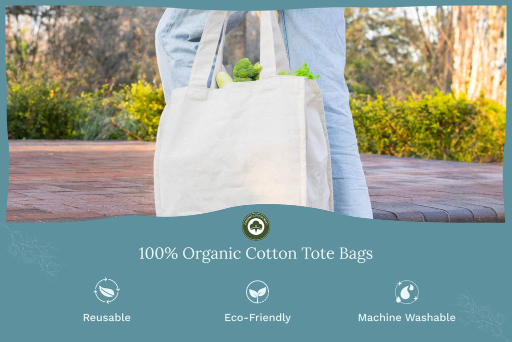 Canvas Grocery Tote Bags with Compartments