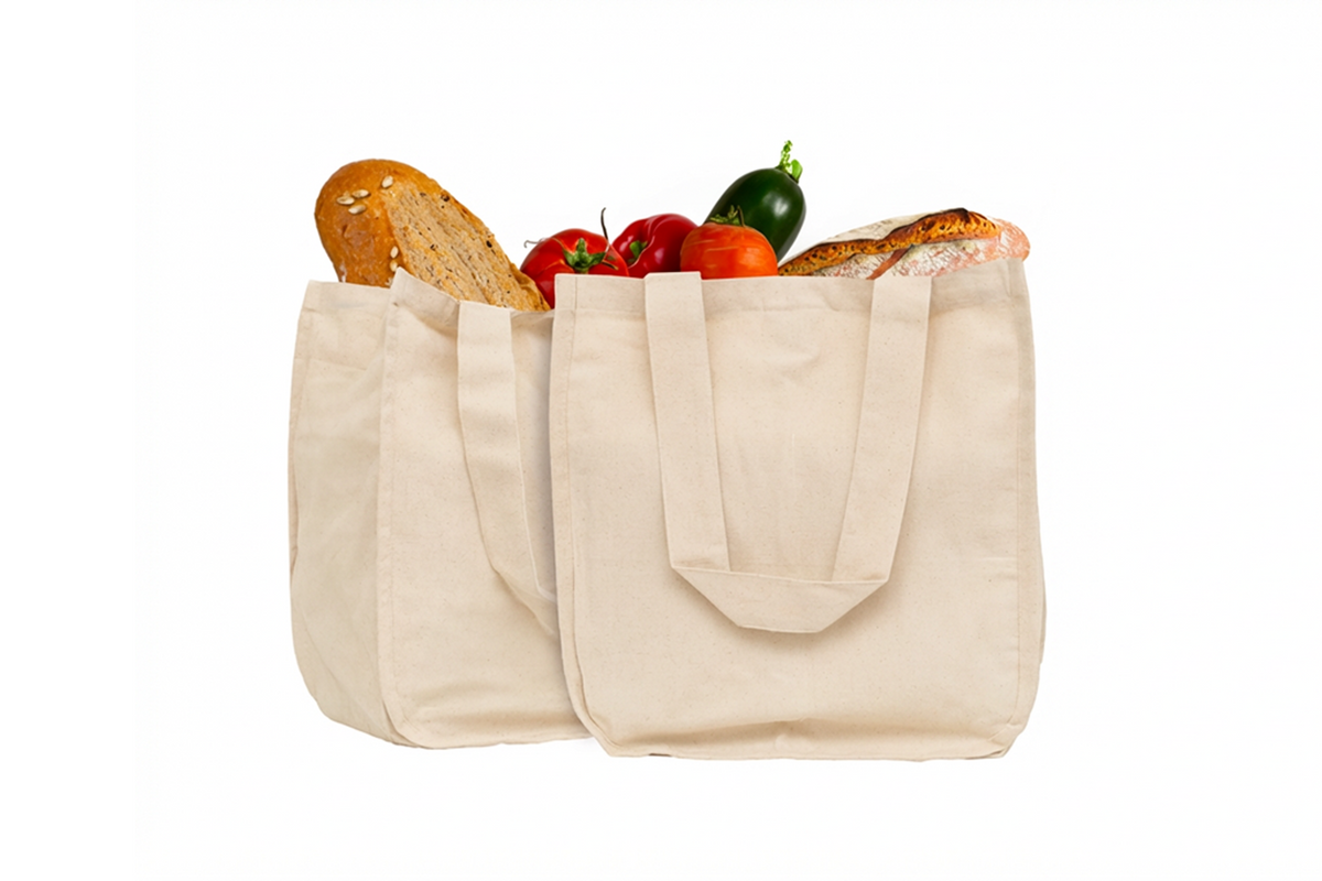 Canvas Grocery Tote Bags with Compartments