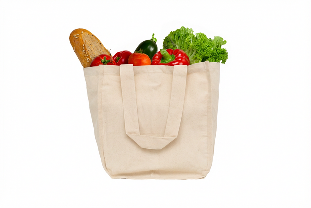Canvas Grocery Tote Bags with Compartments