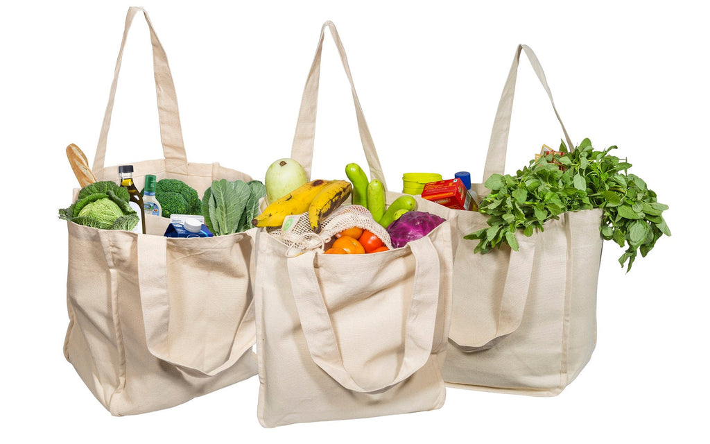 Canvas Grocery Tote Bags with Compartments